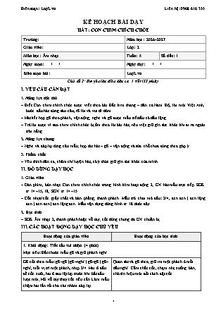 Kế hoạch bài dạy Âm Nhạc 2 - Tuần 5 - Hát. Con chim chích chòe 2026-2027 (Tích hợp Năng lực số và AI)
