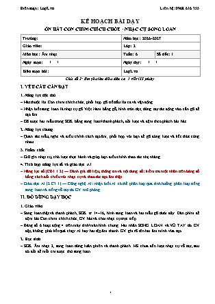Kế hoạch bài dạy Âm Nhạc 2 - Tuần 6 - Ôn hát con chim chích chòe. Nhạc cụ song loan 2026-2027 (Tích hợp Năng lực số và AI)
