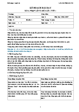 Kế hoạch bài dạy Đạo Đức 2 - Tuần 13 - Bài 6. Nhận lỗi và sửa lỗi (Tiết 1) - Năm học 2026-2027 (Tích hợp Năng lực số và AI)