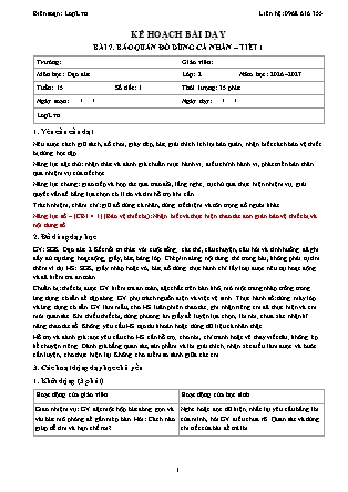 Kế hoạch bài dạy Đạo Đức 2 - Tuần 15 - Bài 7. Bảo quản đồ dùng cá nhân (Tiết 1) - Năm học 2026-2027 (Tích hợp Năng lực số và AI)