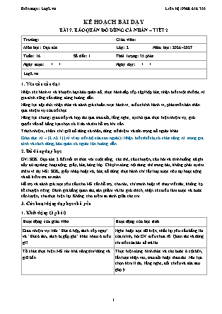 Kế hoạch bài dạy Đạo Đức 2 - Tuần 16 - Bài 7. Bảo quản đồ dùng cá nhân (Tiết 2) - Năm học 2026-2027 (Tích hợp Năng lực số và AI)