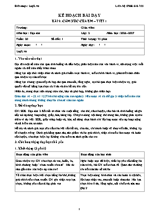 Kế hoạch bài dạy Đạo Đức 2 - Tuần 20 - Bài 9. Cảm xúc của em (Tiết 1) - Năm học 2026-2027 (Tích hợp Năng lực số và AI)