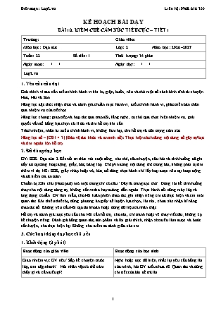 Kế hoạch bài dạy Đạo Đức 2 - Tuần 22 - Bài 10. Kiềm chế cảm xúc tiêu cực (Tiết 1) - Năm học 2026-2027 (Tích hợp Năng lực số và AI)