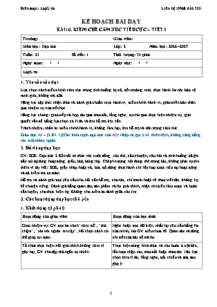 Kế hoạch bài dạy Đạo Đức 2 - Tuần 23 - Bài 10. Kiềm chế cảm xúc tiêu cực (Tiết 2) - Năm học 2026-2027 (Tích hợp Năng lực số và AI)