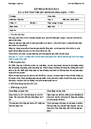 Kế hoạch bài dạy Đạo Đức 2 - Tuần 33 - Bài 15. Em tuân thủ quy định nơi công cộng (Tiết 1) - Năm học 2026-2027 (Tích hợp Năng lực số và AI)