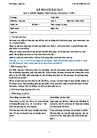 Kế hoạch bài dạy Đạo Đức 2 - Tuần 6 - Bài 3. Kính trọng thầy giáo, cô giáo (Tiết 1) - Năm học 2026-2027 (Tích hợp Năng lực số và AI)