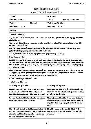 Kế hoạch bài dạy Đạo Đức 2 - Tuần 9 - Bài 4. Yêu quý bạn bè (Tiết 2) - Năm học 2026-2027 (Tích hợp Năng lực số và AI)