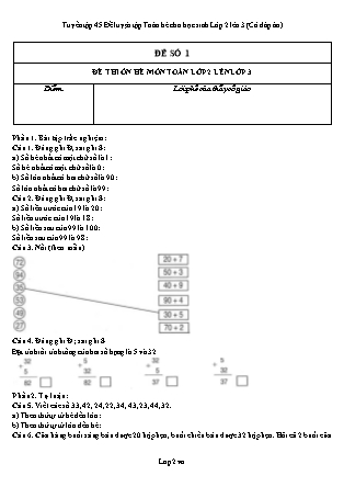 Tuyển tập 45 Đề luyện tập Toán hè cho học sinh Lớp 2 lên 3 (Có đáp án)