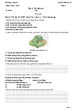 Phiếu Bài tập hằng ngày Tiếng Việt 2 - Bài 4: Tết đến rồi - Kết nối tri thức (Năm học 2026-2027)
