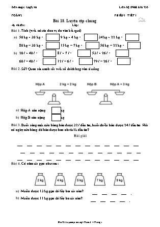Phiếu Bài tập hằng ngày Toán Lớp 2 - Bài 18. Luyện tập chung - Kết nối tri thức (Năm học 2026-2027)