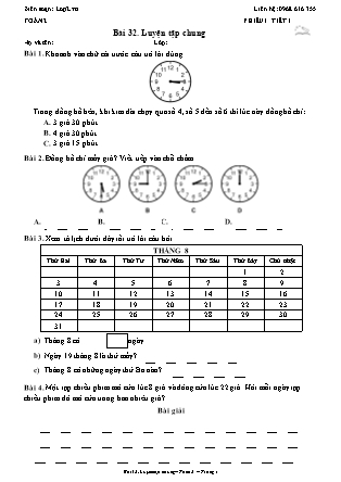 Phiếu Bài tập hằng ngày Toán Lớp 2 - Bài 32. Luyện tập chung - Kết nối tri thức (Năm học 2026-2027)
