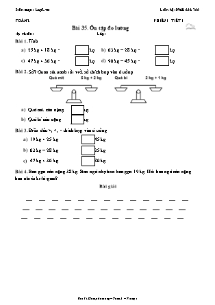 Phiếu Bài tập hằng ngày Toán Lớp 2 - Bài 35. Ôn tập đo lường - Kết nối tri thức (Năm học 2026-2027)