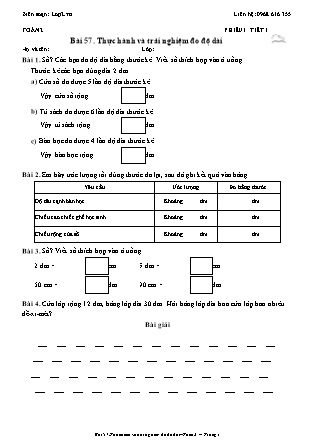 Phiếu Bài tập hằng ngày Toán Lớp 2 - Bài 57. Thực hành và trải nghiệm đo độ dài - Kết nối tri thức (Năm học 2026-2027)