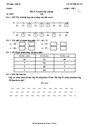 Phiếu Bài tập hằng ngày Toán Lớp 2 - Bài 6. Luyện tập chung - Kết nối tri thức (Năm học 2026-2027)