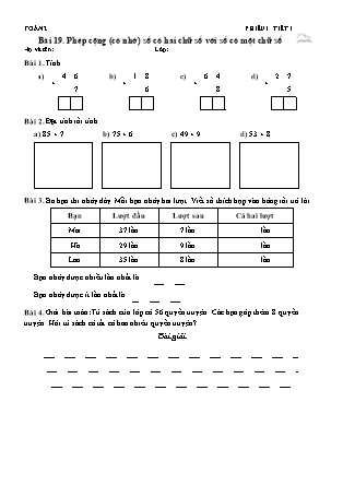 Phiếu Bài tập hằng ngày Toán Lớp 2 - Bài 19. Phép cộng (có nhớ) số có hai chữ số với số có một chữ số - Kết nối tri thức (Năm học 2026-2027)