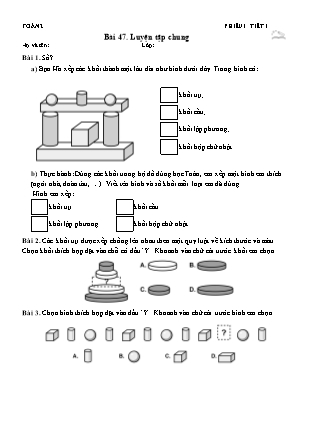 Phiếu Bài tập hằng ngày Toán Lớp 2 - Bài 47. Luyện tập chung - Kết nối tri thức (Năm học 2026-2027)
