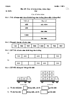 Phiếu Bài tập hằng ngày Toán Lớp 2 - Bài 49. Các số tròn trăm, tròn chục - Kết nối tri thức (Năm học 2026-2027)
