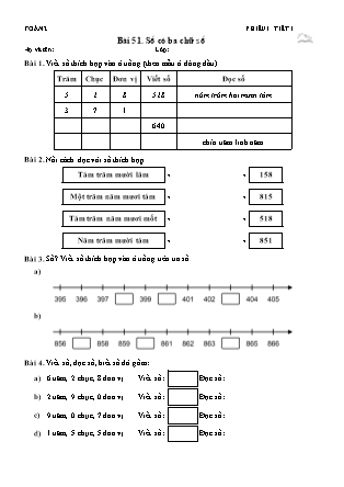 Phiếu Bài tập hằng ngày Toán Lớp 2 - Bài 51. Số có ba chữ số - Kết nối tri thức (Năm học 2026-2027)