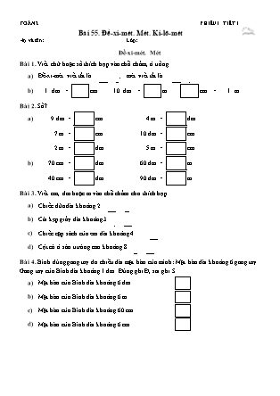 Phiếu Bài tập hằng ngày Toán Lớp 2 - Bài 55. Đề-xi-mét. Mét. Ki-lô-mét - Kết nối tri thức (Năm học 2026-2027)