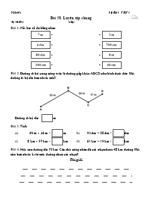 Phiếu Bài tập hằng ngày Toán Lớp 2 - Bài 58. Luyện tập chung - Kết nối tri thức (Năm học 2026-2027)