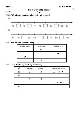 Phiếu Bài tập hằng ngày Toán Lớp 2 - Bài 6. Luyện tập chung - Kết nối tri thức (Năm học 2026-2027)