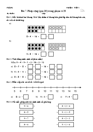 Phiếu Bài tập hằng ngày Toán Lớp 2 - Bài 7. Phép cộng (qua 10) trong phạm vi 20 - Kết nối tri thức (Năm học 2026-2027)